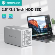 Yottamaster VN400RU3 4 Bay RAID Hard Drive Enclosure, Aluminum USB3.0 DAS for 2.5" & 3.5" SATA HDD/S