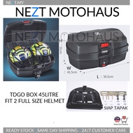 TDGO Top Box Kotak Tong 45Litre Siap Tapak (Fit 2 Full Size Helmet)