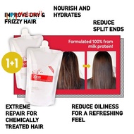 1+1 SALON GRADE MILK KERATIN TREATMENT PACK 460ML DAMAGED HAIR TREATMENT SUPER AMAZING REVIEW