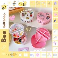 (Included Decorative STICKER When Buying The Product) Heart-Shaped Makeup Box With Cute Mirror