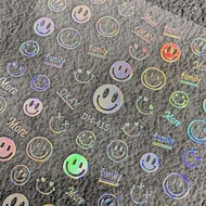 Smiley Emoticon Manicure Sticker Flat Laser Funny Smiley Waterproof Adhesive Nail Decoration Sticker
