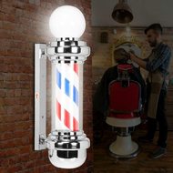 220V Barber Shop Pole Rotating Lighting Red White Blue Stripe Rotating Light 75cm Stripes Sign Hair Wall Hanging LED Downlights