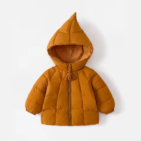 Toddler Boys Girls Winter Padded Warm Puffer Jacket Kids Fashion Elf Hooded Tassel Zipper Windproof 