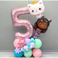 GABBY ANGEL CAT NUMBER PINKPASTEL GIRL BALLOON STAND PACKAGE 80cm