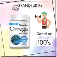 Megalive Omega 600/300 Enteric Coated Softgel Capsules EPA DHA No Fishy Smell One Dose a Day [100s] Fish Oil