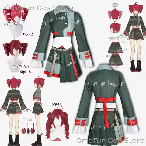 Kasane Teto Cosplay Voicepeakk Uniforms Wig Anime Diva Singer Women Cute Red Ponytail Girls Teto Cos