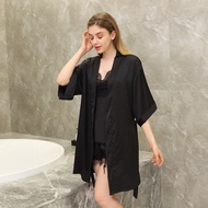 Set Áo Khoác 2 Món Gồm Áo Khoác Và Đồ Bộ Ngủ Lụa Satin Cao Cấp Có Đủ Size Dưới 85 Kg AAK-04AS-04