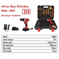 SG Store Wall Drill 21V 2 Speed 35PCS Set Cordless Drill Hand Impact Drill Battery Drill Screwdriver Drill Free Delivery