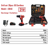 SG Store Wall Drill 21V 2 Speed 35PCS Set Cordless Drill Hand Impact Drill Battery Drill Screwdriver