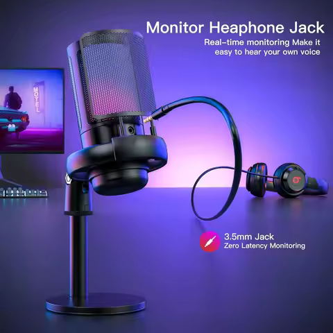 RGB Gaming Microphone Professional Dynamic Mic For Studio Broadcast Voice Computer Gamer Streaming P