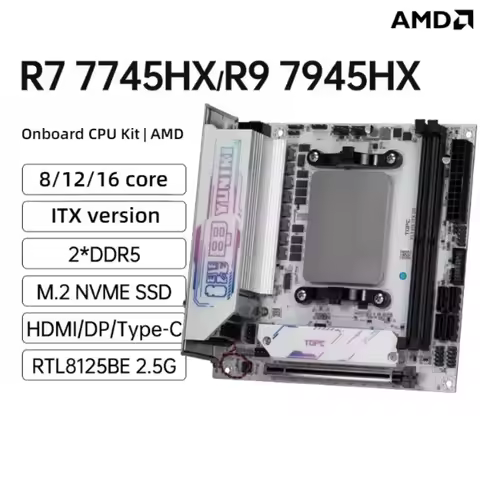 AMD Ryzen R9 7945HX/7845HX R7 7745 Onboard CPU Kit Motherboard 2*DDR5 2*M.2 PCIe4.0 RJ45 2.5G Lan Wi