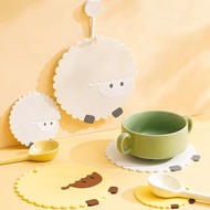 Cute Circular Cartoon Sheep Coaster / Silicone Heat-resistant Anti-Scalding Cup Mat / Waterproof Non