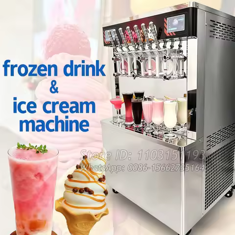 Hot Sell Vertical Soft Ice Cream Machine 7-Flavor Maquina De Helados Acai Bowl Soft Sundae Slush Ice