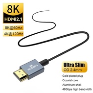 MOSHOU HDMI 2.1 8K 60Hz ยืดหยุ่นบางมาก Micro HDMI เป็น HDMI 4K 120Hz HDMI เป็น HDMI สำหรับกล้อง Xbox PS5 Samsung แล็ปท็อปทีวี QLED