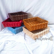 Rattan basket box storage tray container glassAQUA size 25 X 25 X 7 cm