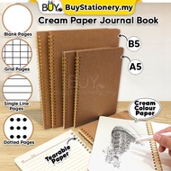 Hardcover 100pg A5 B5 Notebook Cream Paper Journal Book Minimalist Planner 80gsm (NB06)-(1s/PC) Diar