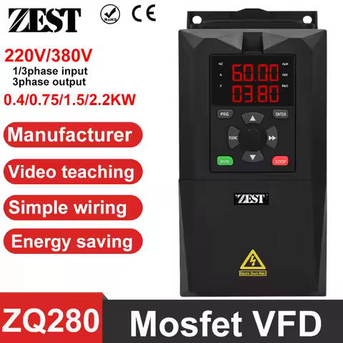 ZQ280 220V 380V 0.75/1.5/2.2/3KW for Variable Frequency Drive 3 Phase Speed Controller Inverter Moto