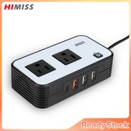 200W Power Inverter 12V DC To 110V AC Car Plug Adapter Outlet Converter With 3 USB-A And 1 Type-C Ch