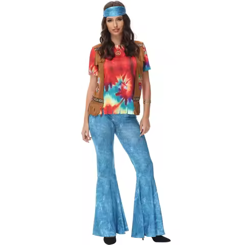 Hippie Disco 60s 70s Cosplay Costume Women Peace Love Girls Hip Indian Tassels Costumes Halloween Dr