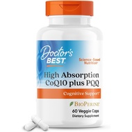 Doctor's Best High Absorption CoQ10 Plus PQQ, Cognitive Support, USP Verified, Naturally Fermented C
