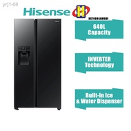 ♈♀[Delivery By Seller Only Klang Valley] Hisense Refrigerator (640L/Black Glass) Inverter with Ice &amp; Water Dispenser Sid