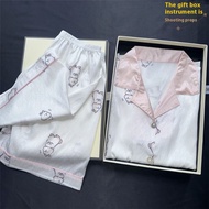 Xiyuyi Bộ bộ đồ pijamas mùa hè dễ thương cho phụ nữ có in hình hoạt hình và tay ngắn