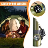 【7 In 1】【3 In 1】multi Jungle Survival Emergency Small Safety Whistle With Flashlight Compass O4e8