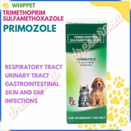 PRIMOZOLE`R&FOR|I+DOG%rw_&:Ga_CAT:fb_(TRIMETHOPRIM:BG_SULFAMETHOXAZOLE):VS`Respiratory,;qw`Urinary,