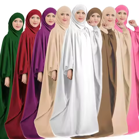 Muslim Women Khimar Full Cover Hooded Abaya Long Maxi Dress Islamic Prayer Robe Kaftan Gowns Umrah E