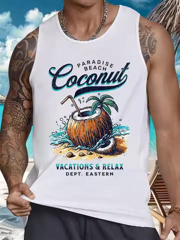 Summer Daily Men's Casualtank Top Outdoor Beach Men's Fashion Tank Top Hawaiian Men's Fashion 3D Coc