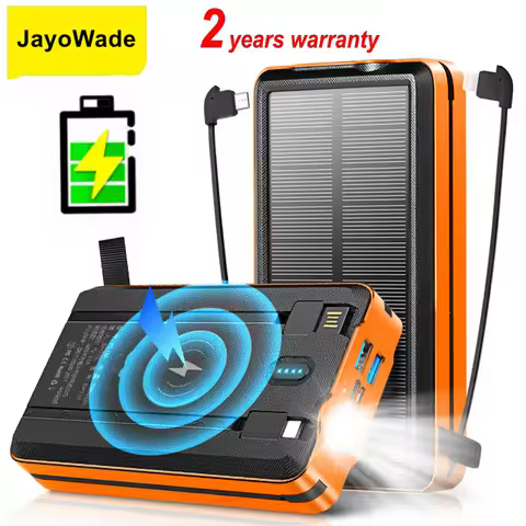 JayoWade New 30000mAh Solar Power Bank Fast Wireless Charger for iPhone Samsung Huawei Xiaomi Powerb