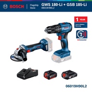 BOSCH GWS 180-Li Cordless Angle Grinder + GSB 185-Li Cordless Impact Drill Bundle - 06019H90L2