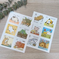 小廢物 懶惰動物 郵票貼紙 和紙貼紙 插畫 2張入 台灣原創