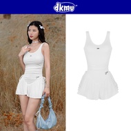 DKMV jumpsuit, white, large strapless form, open back, lovely embroidered letter pattern Obsti Dress