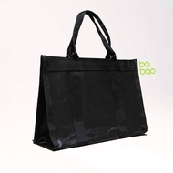 New collection รุ่น Summer Bao กระเป๋ากระสอบพลาสติกสาน PP รุ่น สีดำล้วน ถุงชอปปิ้ง กระเป๋าถือ