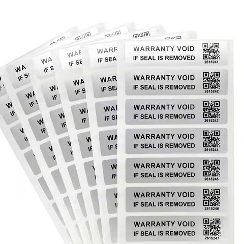 60X15mm silver tamper proof sticker, warranty invalid label with QR code, disposable security seal, 