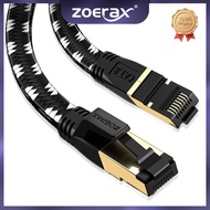 ZoeRax CAT 8 Ethernet Cable 8-30M, 40Gbps 2000MHz, Flat & Braided, 30AWG Shielded LAN Wire for Gamin