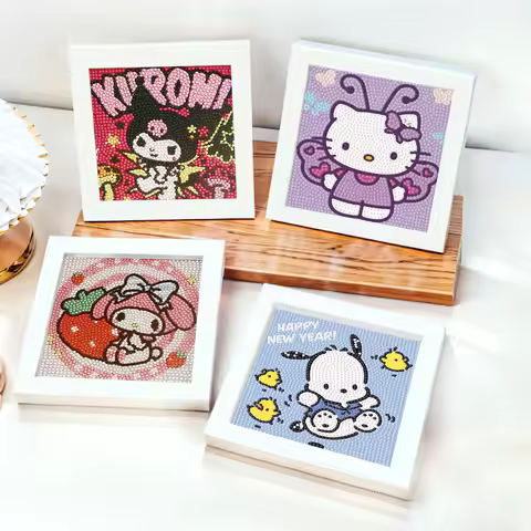 Sanrio Crystal Diamond Frame Decorative Painting Kawaii Kuromi Hello Kitty 5D DIY Cross Stitch Kit f