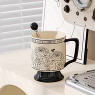 1pc Ceramic Water Cup Rose Garden Tall Cup Couple Mug Coffee Gift Cup Vintage Style Gift Box with Ev