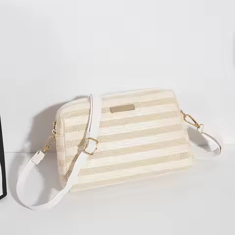 Solid Color Small Straw Crossbody Handbags for Women Lady Mama Shoulder Messenger Bags Bolsa Beach C