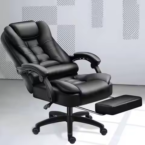 Office Massage Chair High Back Latex Rotatable Cushion 7 O'Clock Leather Comfortable With Footrest I