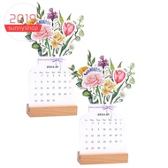 2024 Bloomy Flowers Desk Calendar with Wooden Base, Creatives Floral Desk Calendar, Desk Calendar 2024 Beautiful Flowers Durable Easy Install Easy to Use