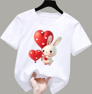 atasan kaos anak perempuan gambar kelinci love/rabbit love Tshirt kids  1-12tahun k.127