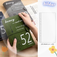 HILDAR 52 Week Savings Challenge Binder, Reusable A5 Savings Binder, 6-holes Leather with Cash Envel