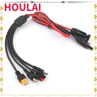 HOULAI  Panel Extension Cable, 4 in 1 30A  Wire, Connector MC4 to DC5521 7909 XT60 Female Connector 