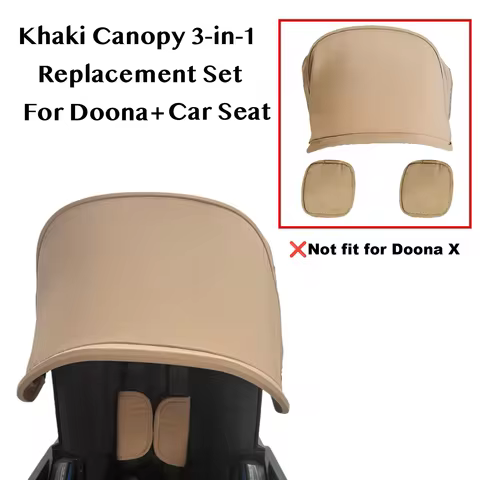 For Doona+，Doona I Car Seat Stroller Replacement Set - Khaki Canopy+2 Shoulder Pads, Skin-Friendly F