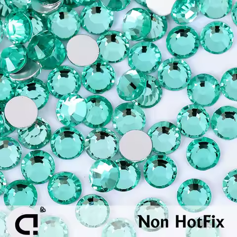 DUCRYSTAL SS6-SS50 Mint Green Glitter Crystal Glass Rhinestone Glue on flatback rhinestone For DIY n