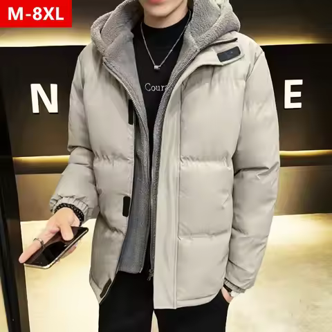 Winter Parkas Men 6XL 7XL 8XL Plus Size Fake Two Pieces Coats Warm Oversize Popular Male Cool Hooded