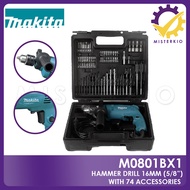 Makita Hammer Drill with Accessories For use on Concrete Wall, Wood, Metal, M0801BX1 &amp; M8103KX2B