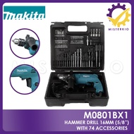 Makita Hammer Drill with Accessories For use on Concrete Wall, Wood, Metal, M0801BX1 & M8103KX2B